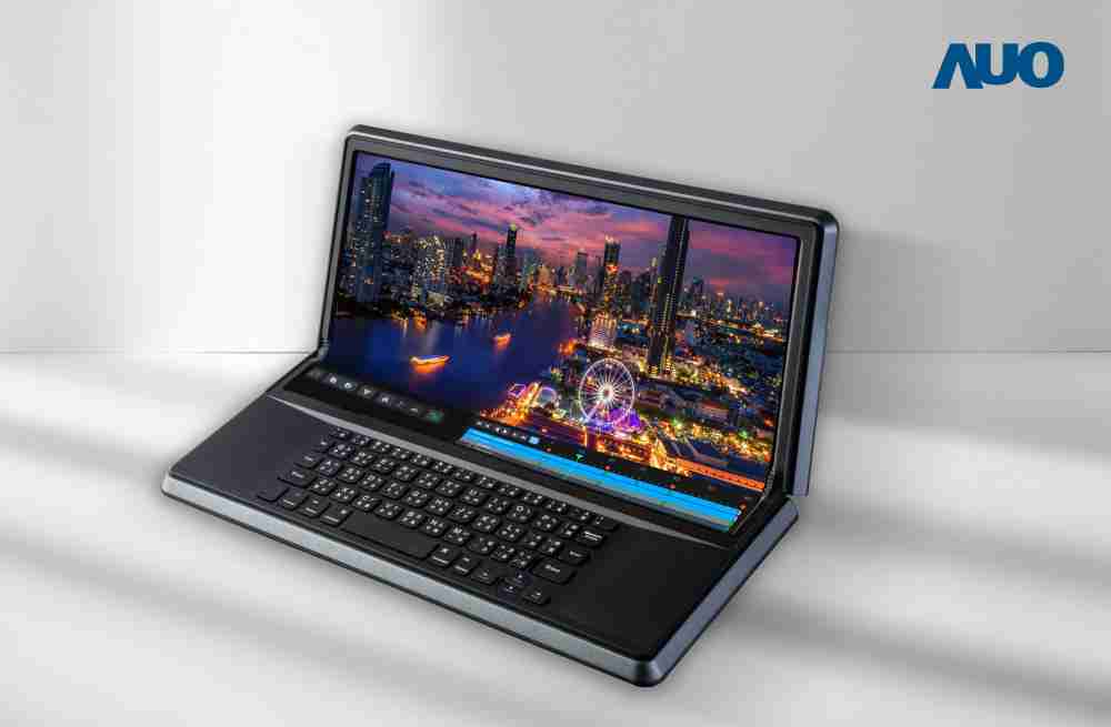 人生就是博14.6吋Micro LED折迭显示屏幕，，，，搭配半径4mm的弯折绞炼，，以及高画素、、、高亮度、、高对比度的显示技术特点，，，即便在大视角下仍保有绝佳色相与亮度